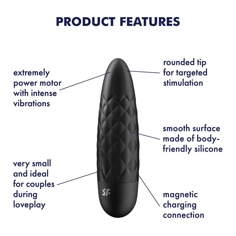 Satisfyer Ultra Power Bullet 5 - Black USB Rechargeable Bullet - silkandsin