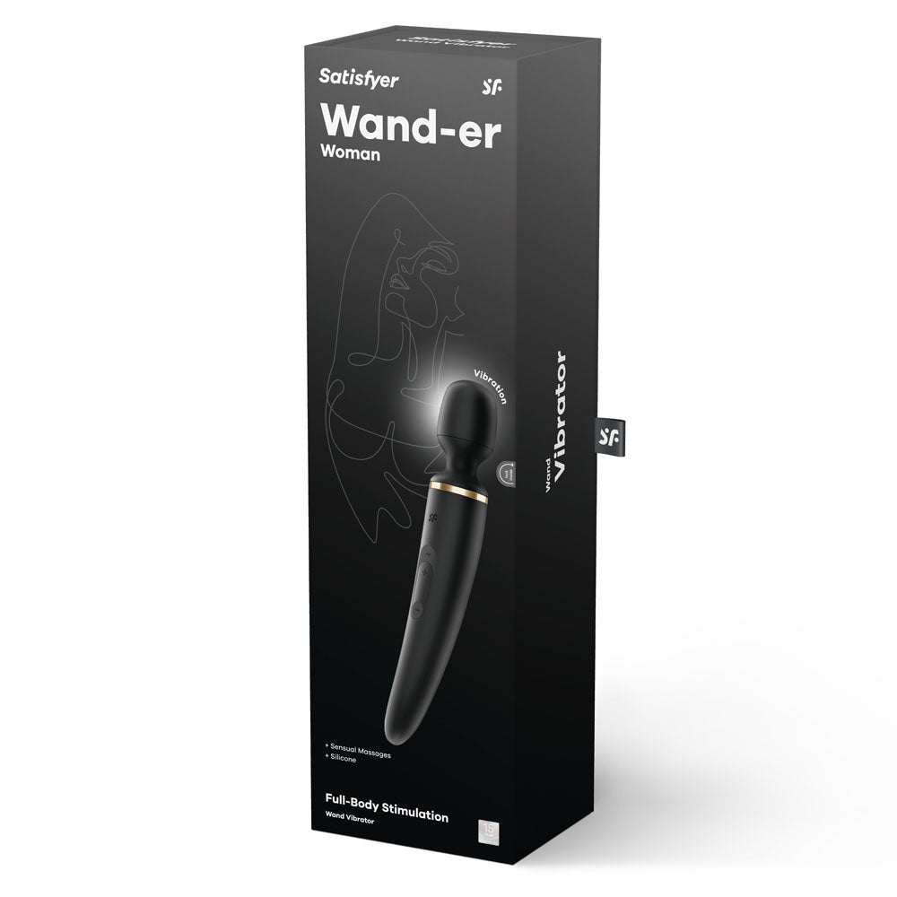 Satisfyer Wand - er Woman - Black USB Rechargeable Massager Wand - silkandsin
