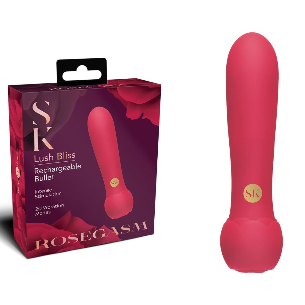 Secret Kisses ROSEGASM Lush Bliss Bullet - Red 10.8 cm USB Rechargeable Bullet - Silk and Sin