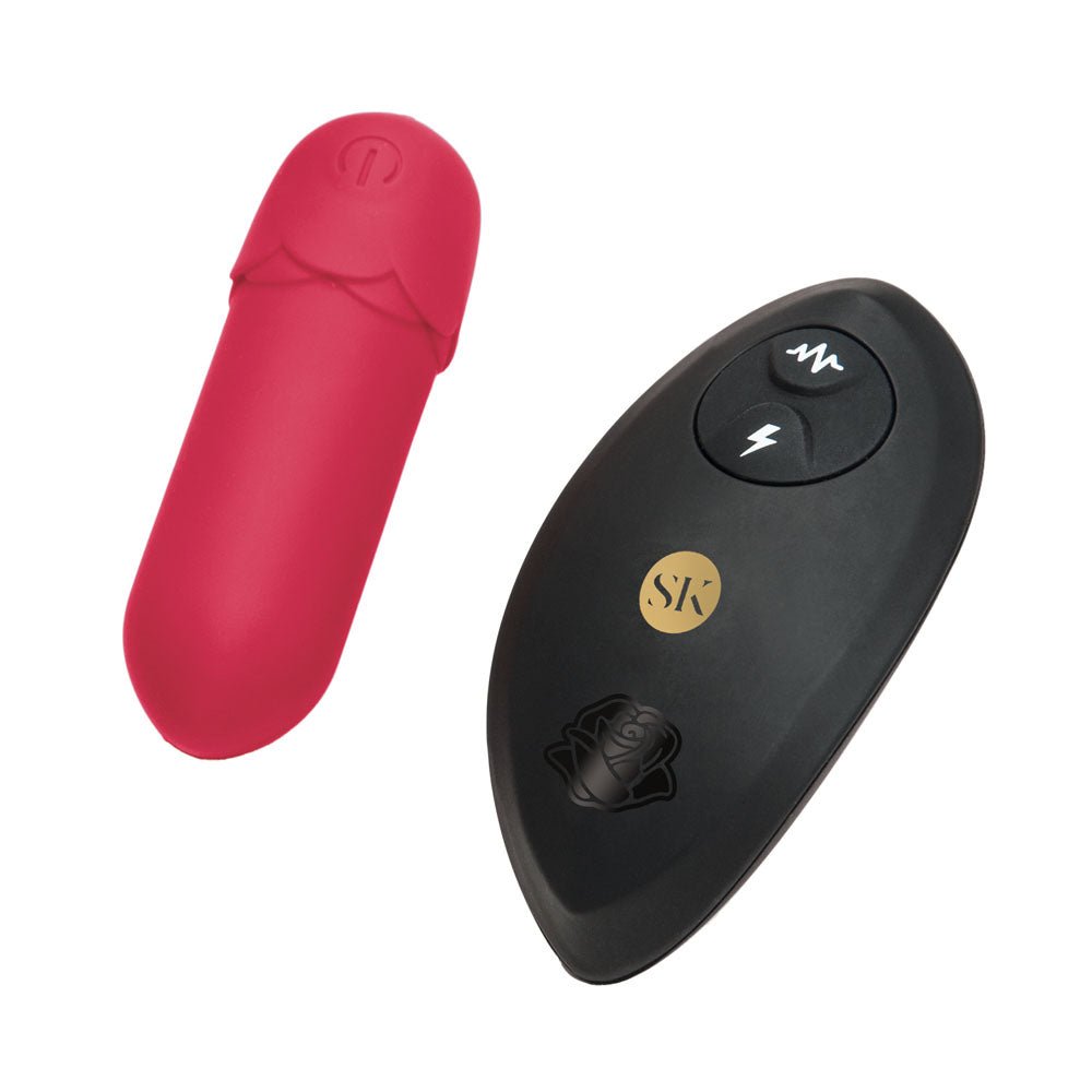 Secret Kisses ROSEGASM Petal Play Mini Bullet Vibe - Red 7.5 cm USB Rechargeable Bullet with Wireless Remote - Silk and Sin