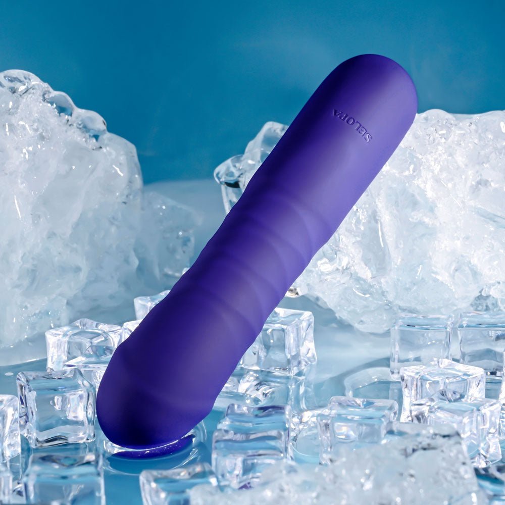 Selopa AMBITION - Purple 17 cm USB Rechargeable Thrusting Vibrator - silkandsin
