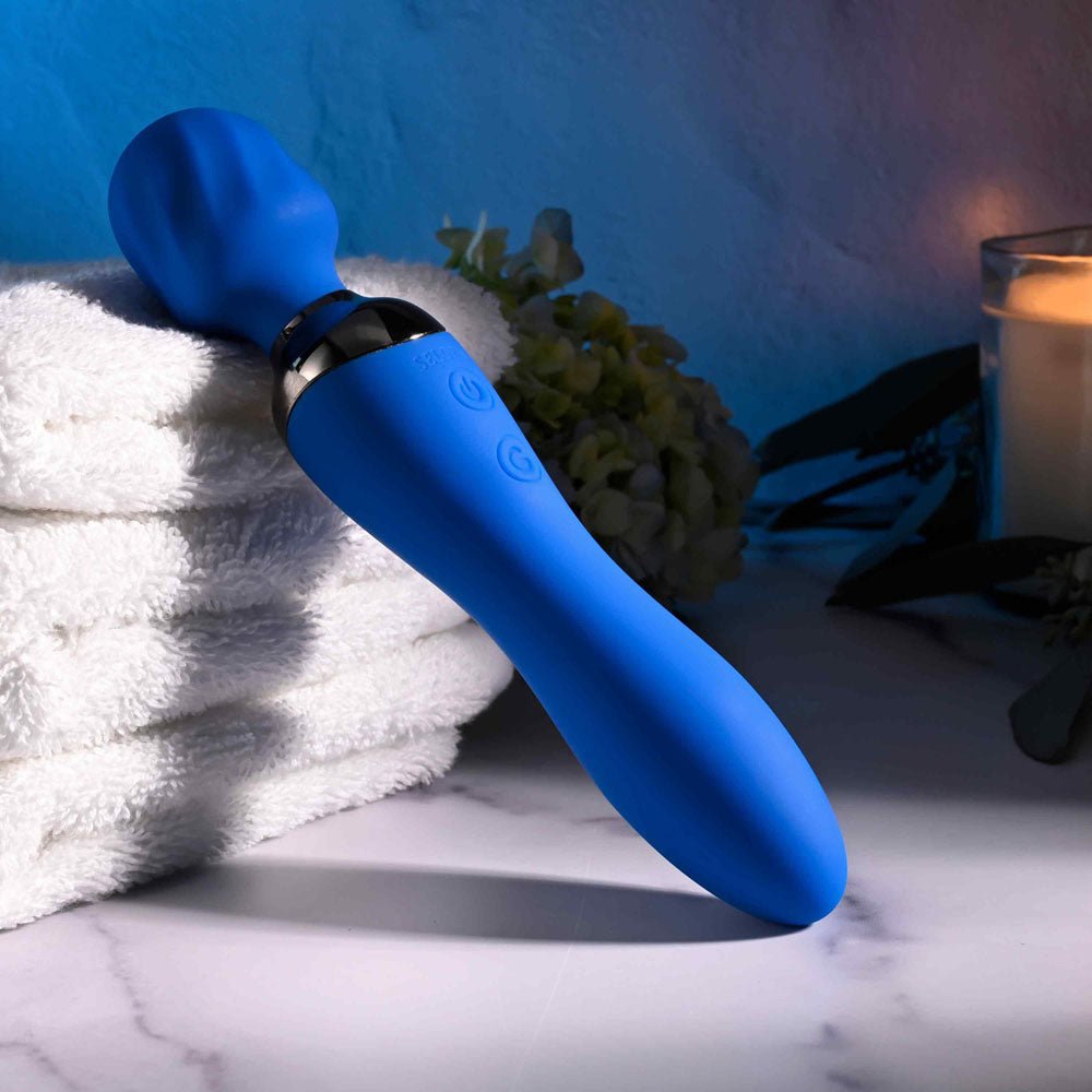 Selopa BLUE BELLE - Blue USB Rechargeable 20 cm Massage Wand - silkandsin
