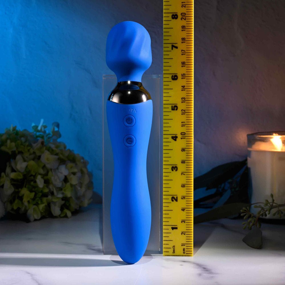 Selopa BLUE BELLE - Blue USB Rechargeable 20 cm Massage Wand - silkandsin