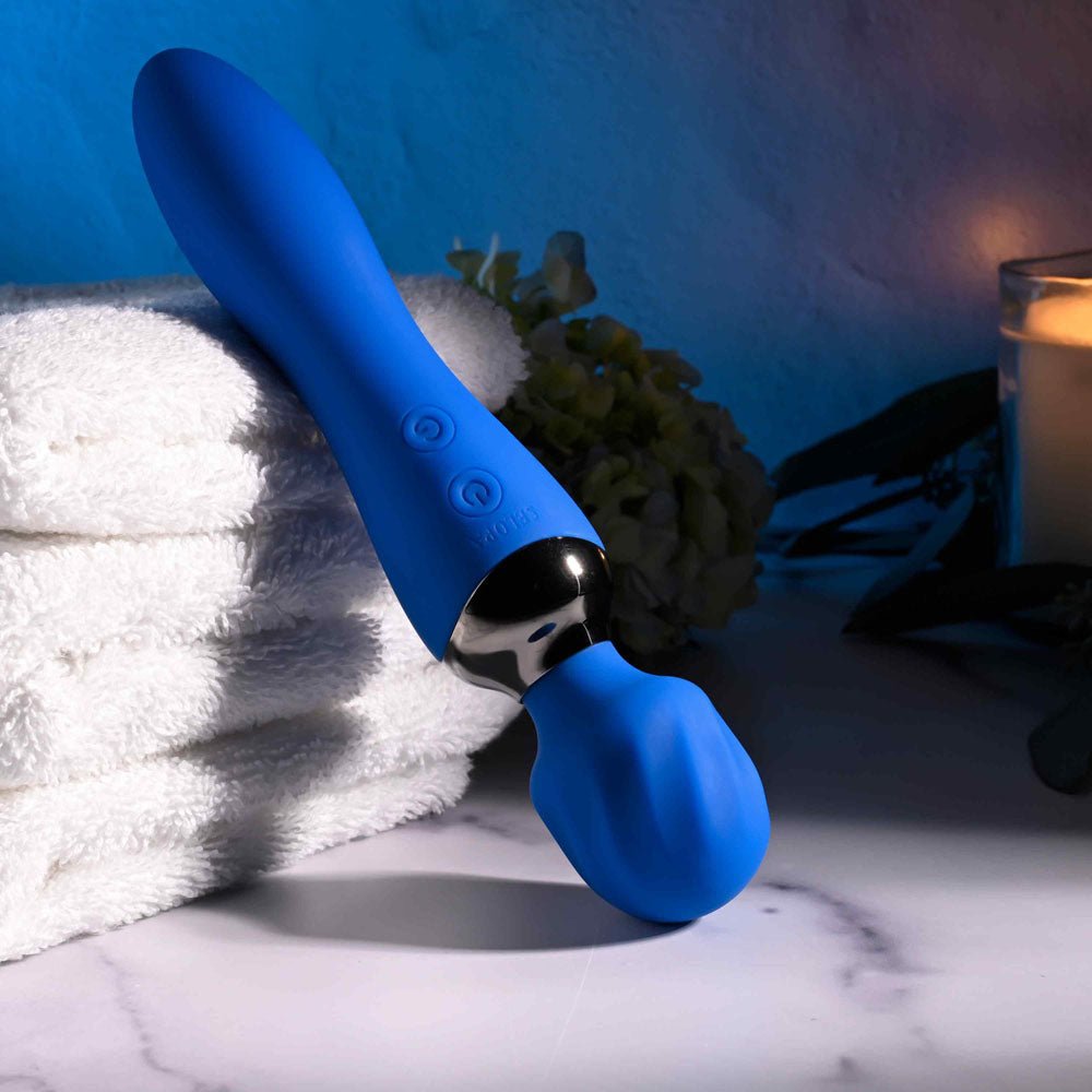 Selopa BLUE BELLE - Blue USB Rechargeable 20 cm Massage Wand - silkandsin
