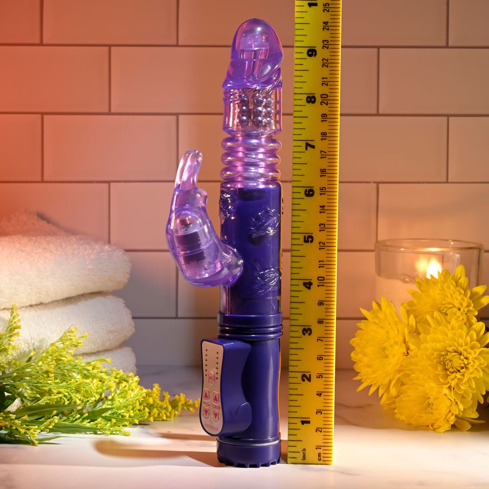 Selopa BUNNY THRUSTER - Purple 24.8 cm Thrusting Rabbit Vibrator - silkandsin