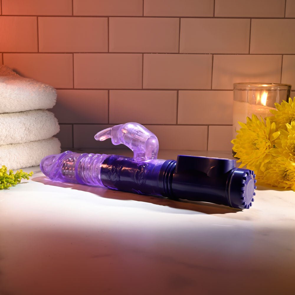 Selopa BUNNY THRUSTER - Purple 24.8 cm Thrusting Rabbit Vibrator - silkandsin