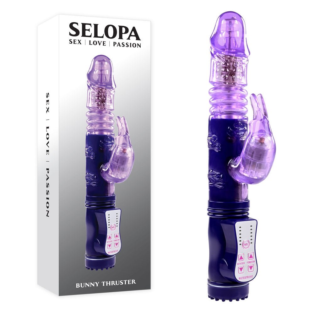 Selopa BUNNY THRUSTER - Purple 24.8 cm Thrusting Rabbit Vibrator - silkandsin