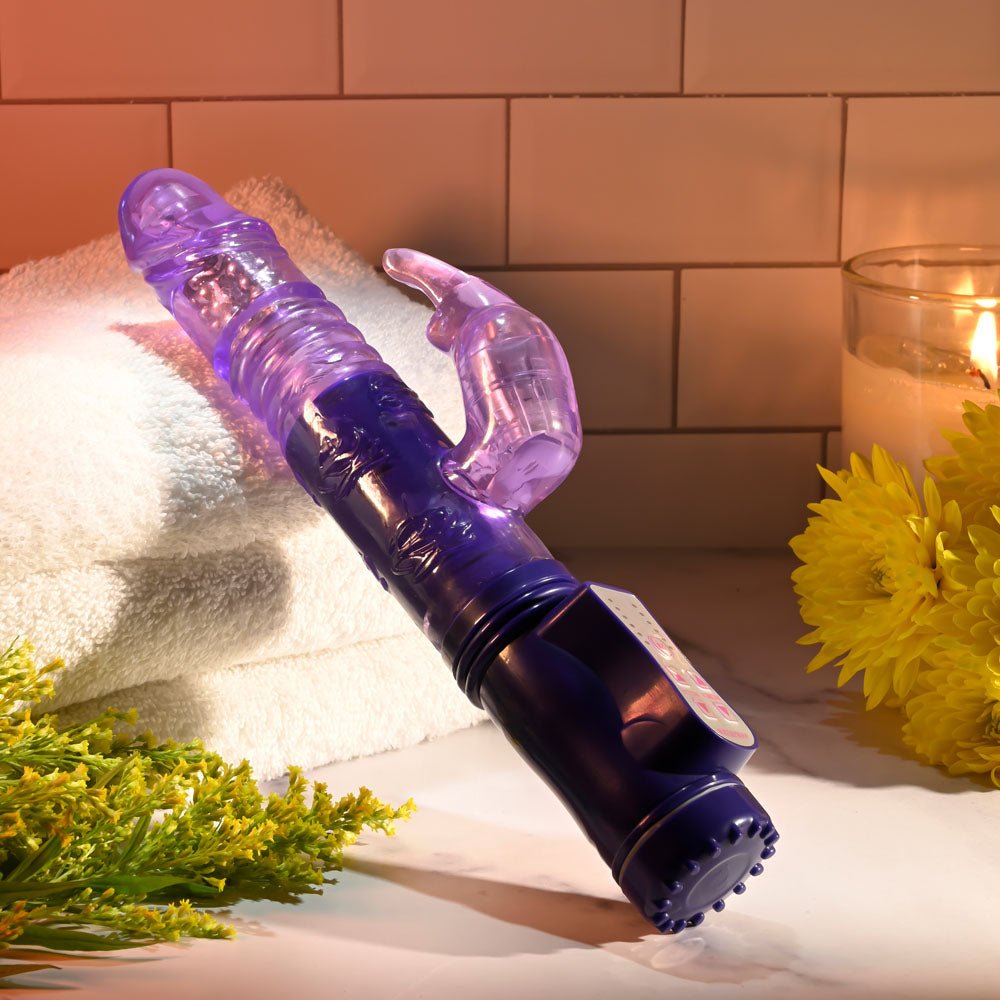 Selopa BUNNY THRUSTER - Purple 24.8 cm Thrusting Rabbit Vibrator - silkandsin