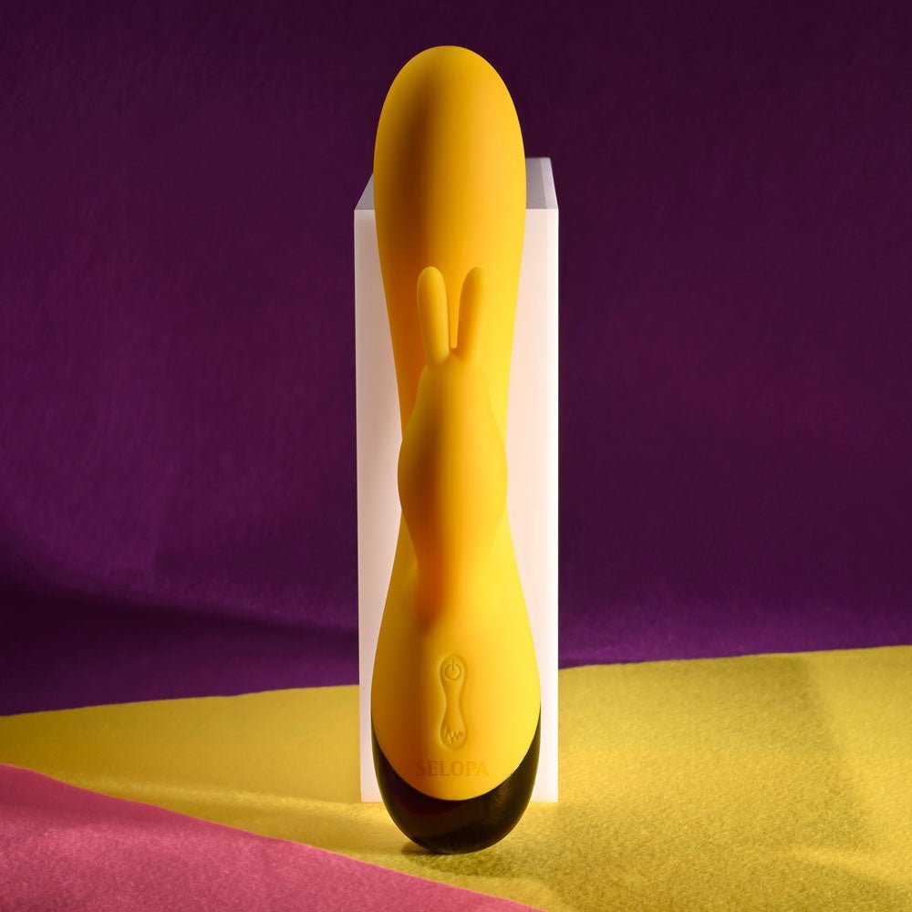 Selopa BUZZZ BUNNY - Yellow 19.7 cm USB Rechargeable Rabbit Vibrator - silkandsin