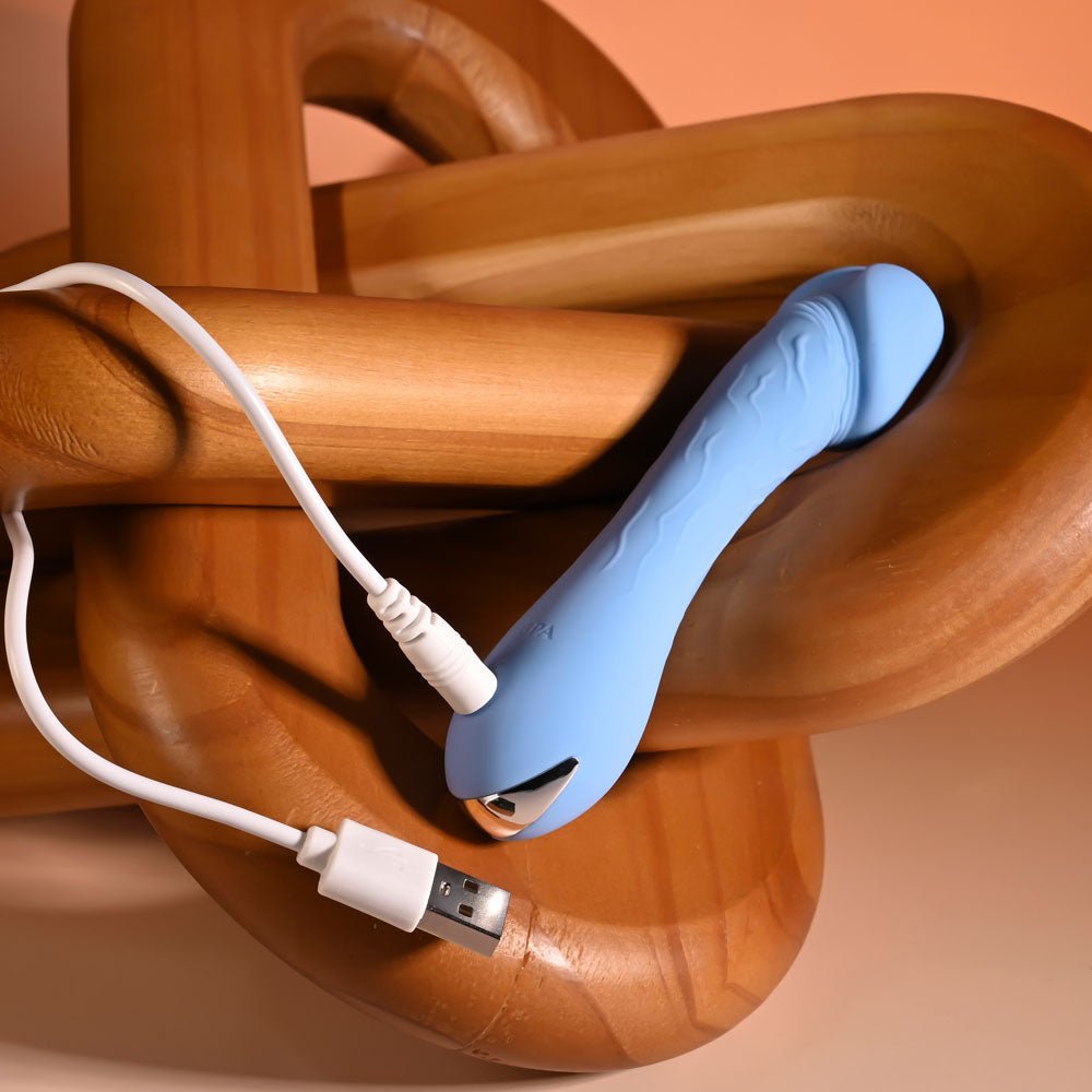 Selopa DAINTY DICK - Baby Blue 11.9 cm USB Rechargeable Mini Vibrator - silkandsin