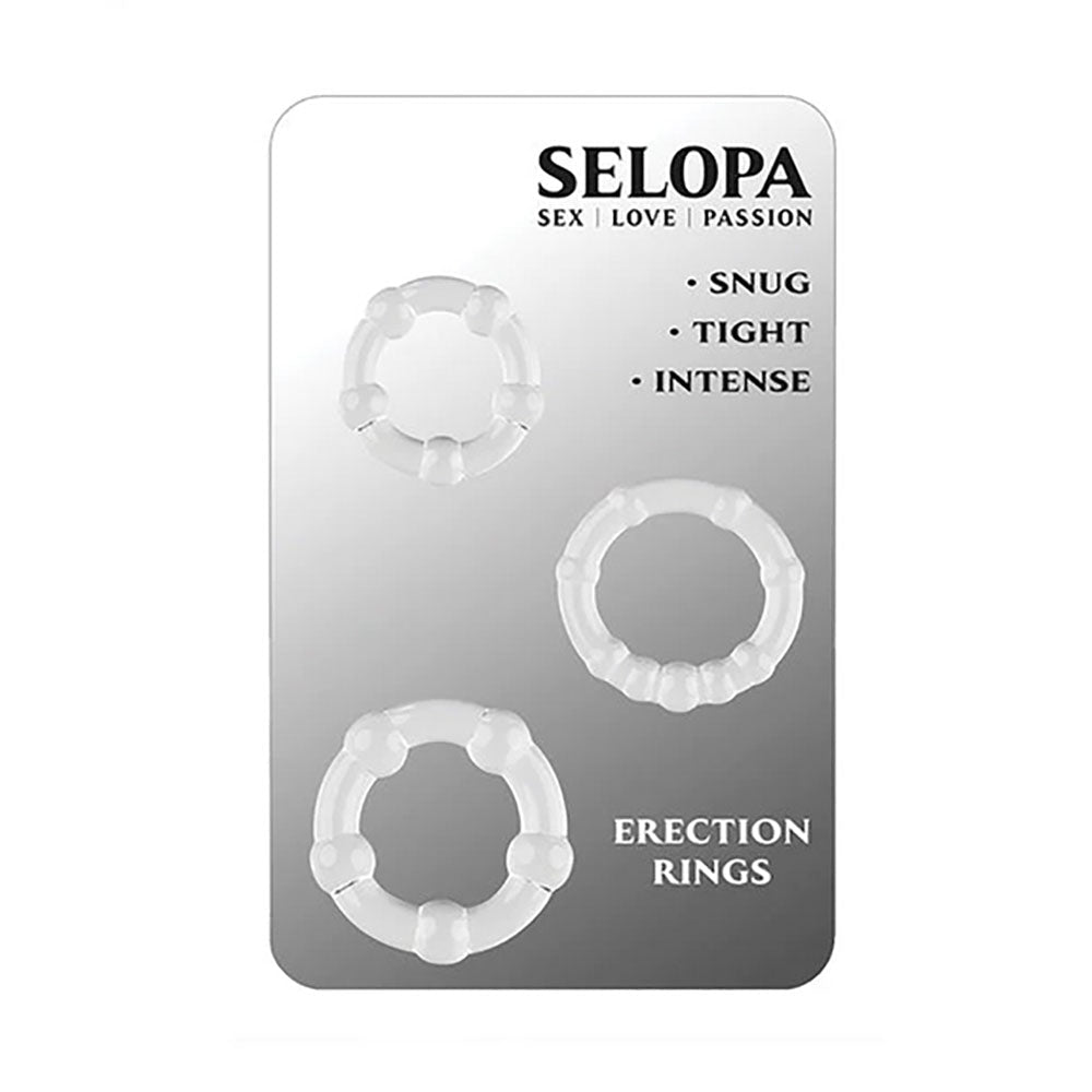 Selopa ERECTION RINGS - Clear Cock Rings - Set of 3 - silkandsin