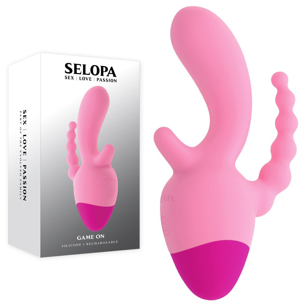 Selopa GAME ON - Pink USB Rechargeable Mini Triple Stimulator - Silk and Sin