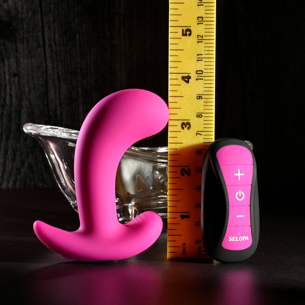 Selopa HOOKING UP - Pink 9.5 cm USB Rechargeable Vibrator with Wireless Remote - silkandsin