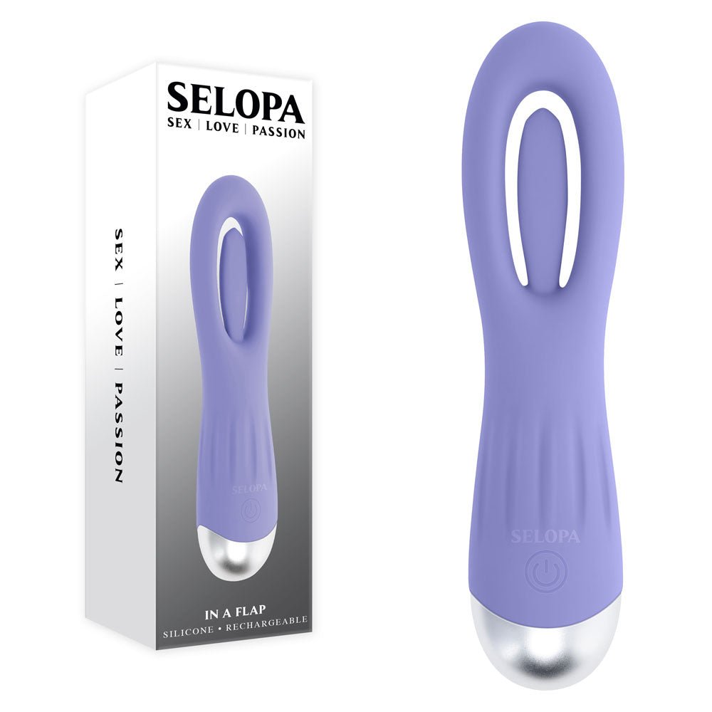 Selopa IN A FLAP - Purple 15 cm USB Rechargeable Flicking Stimulator - silkandsin