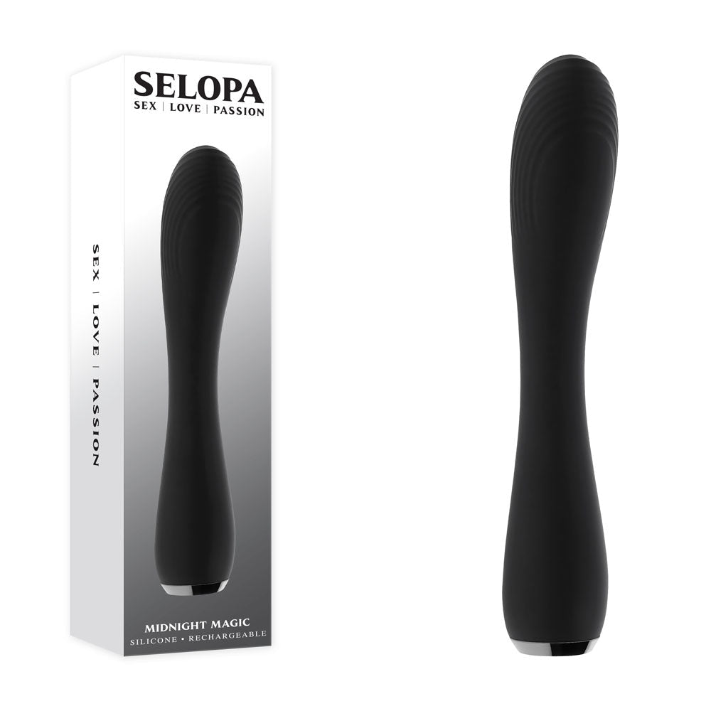 Selopa MIDNIGHT MAGIC - Black 20.2 cm USB Rechargeable Vibrator - silkandsin