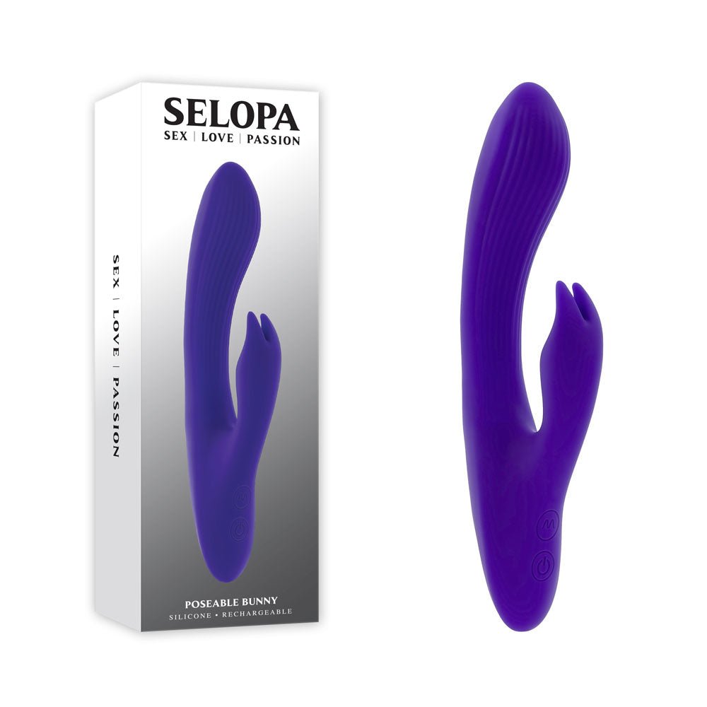 Selopa POSEABLE BUNNY - Purple 21 cm USB Rechargeable Poseable Rabbit Vibrator - silkandsin