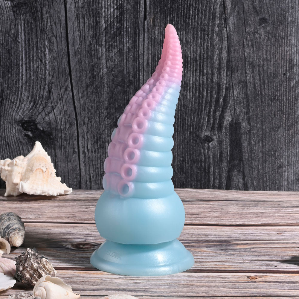 Selopa STUCK ON YOU - Blue/Pink 19 cm USB Rechargeable Vibrating Tentacle Fantasy Dildo - silkandsin