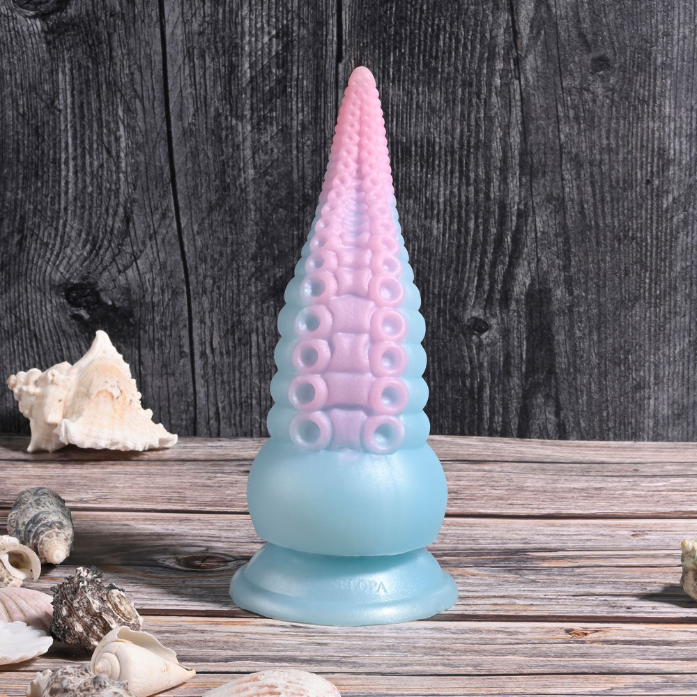 Selopa STUCK ON YOU - Blue/Pink 19 cm USB Rechargeable Vibrating Tentacle Fantasy Dildo - silkandsin