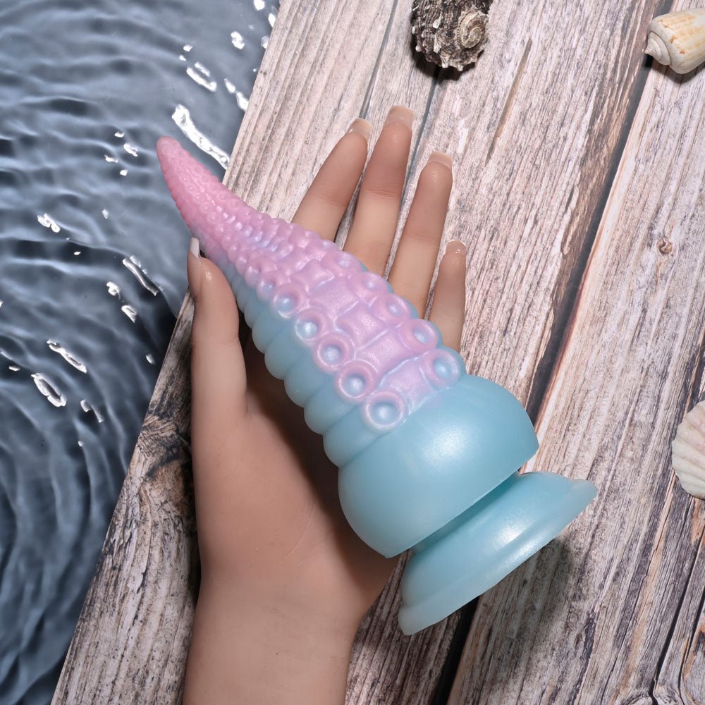 Selopa STUCK ON YOU - Blue/Pink 19 cm USB Rechargeable Vibrating Tentacle Fantasy Dildo - silkandsin