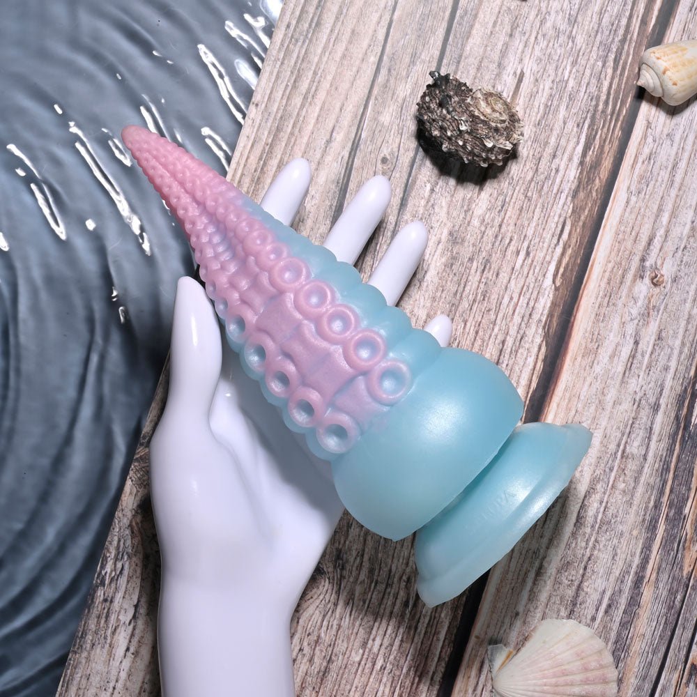 Selopa STUCK ON YOU - Blue/Pink 19 cm USB Rechargeable Vibrating Tentacle Fantasy Dildo - silkandsin