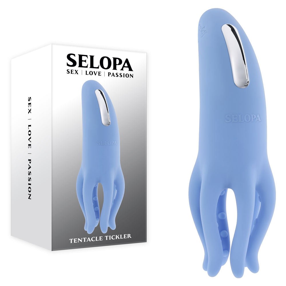 Selopa TENTACLE TICKLER - Blue USB Rechargeable Vibrating Stimulator - silkandsin