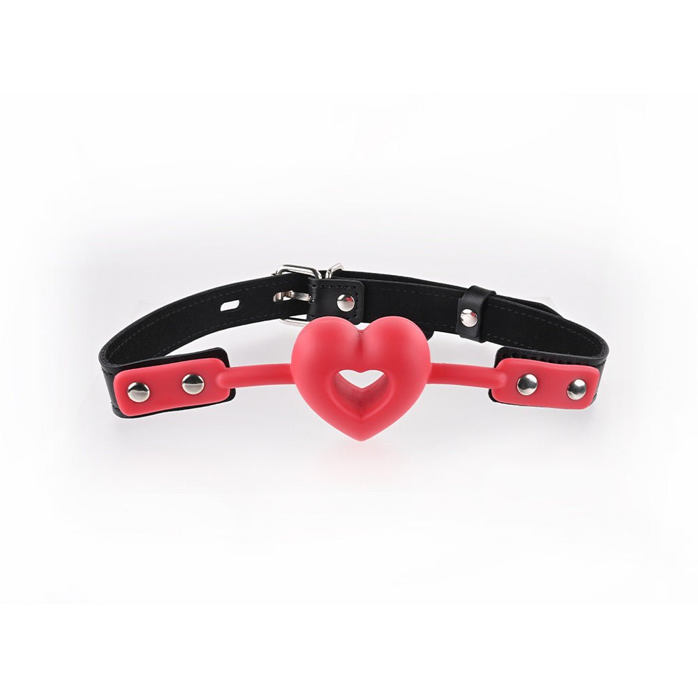 Sex & Mischief Amor Ball Gag - Red/Black Mouth Restraint - silkandsin