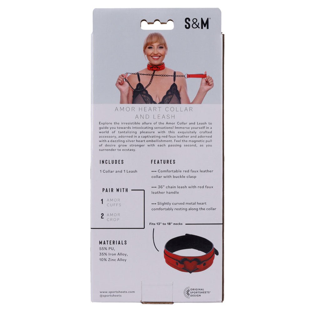 Sex & Mischief Amor Collar and Leash - Red Restraint - silkandsin