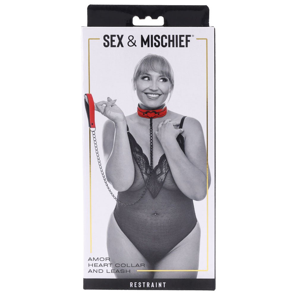 Sex & Mischief Amor Collar and Leash - Red Restraint - silkandsin