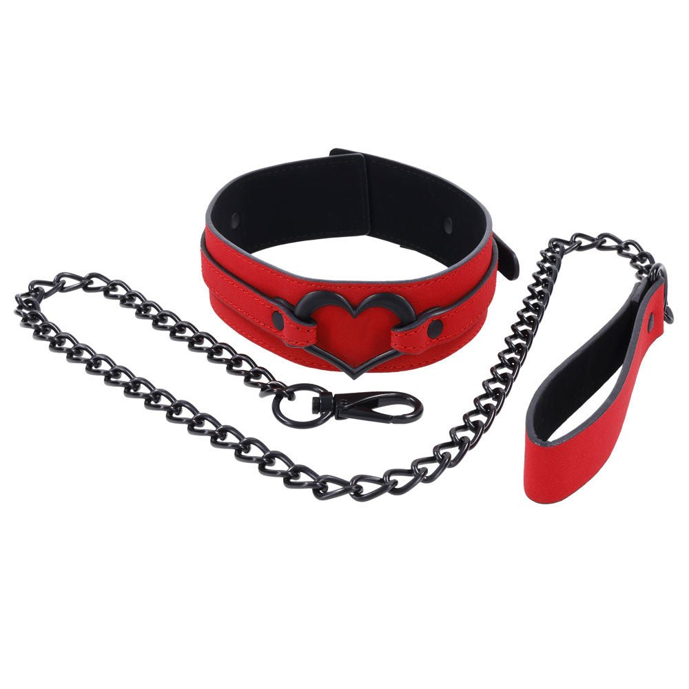 Sex & Mischief Amor Collar and Leash - Red Restraint - silkandsin