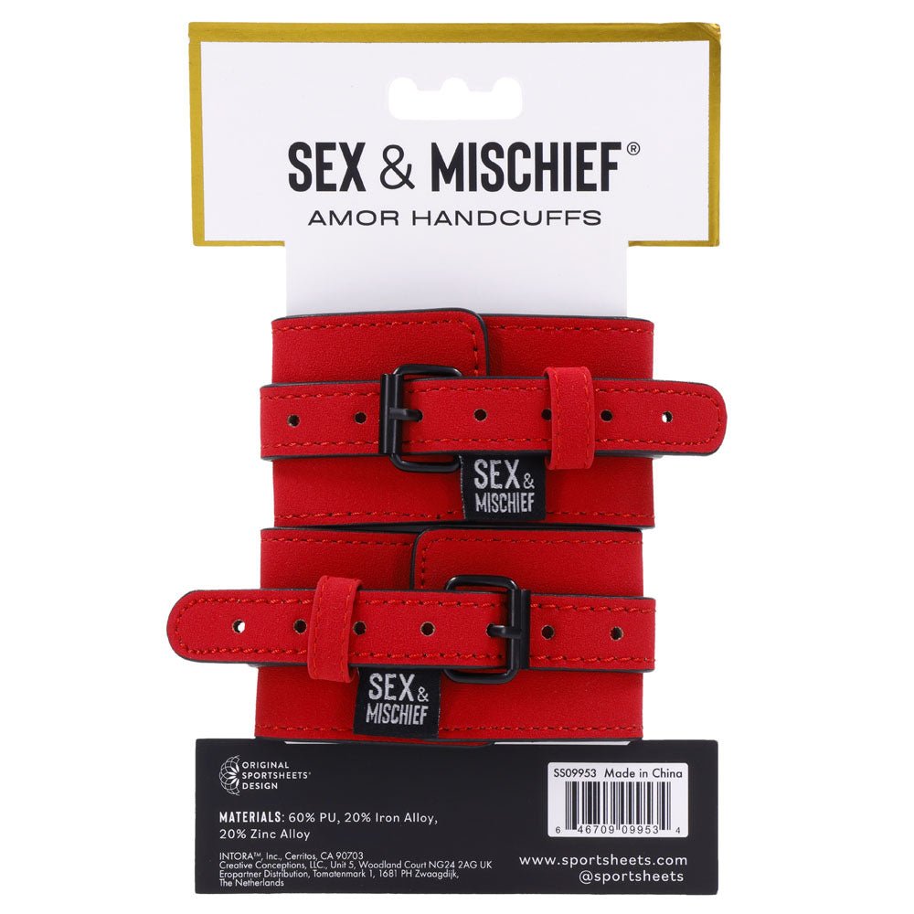 Sex & Mischief Amor Handcuffs - Red Restraints - silkandsin