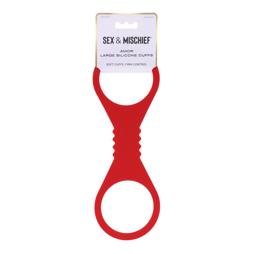 Sex & Mischief Amor Large Silicone Cuffs - Red Large Restraints - silkandsin