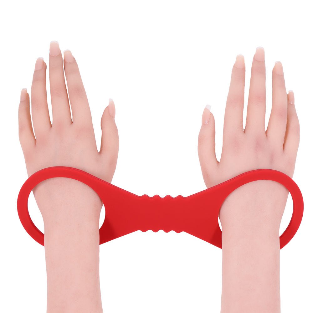 Sex & Mischief Amor Large Silicone Cuffs - Red Large Restraints - silkandsin
