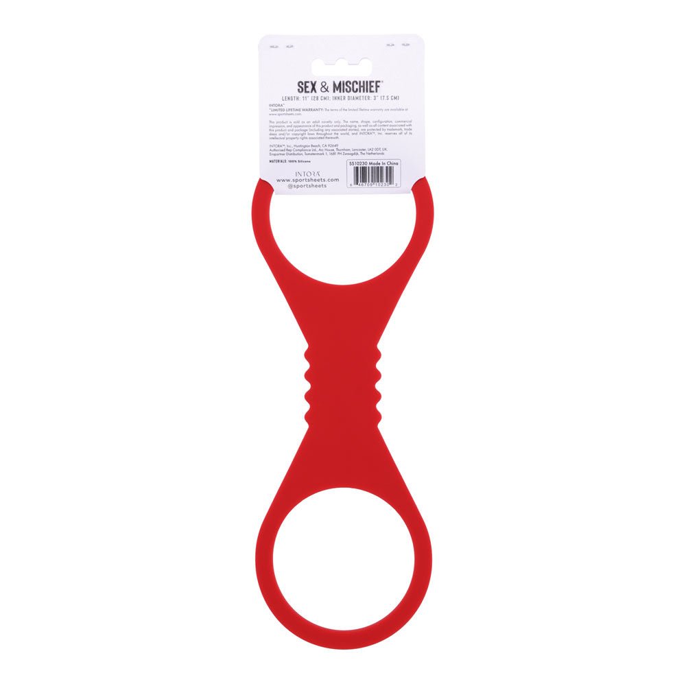 Sex & Mischief Amor Large Silicone Cuffs - Red Large Restraints - silkandsin