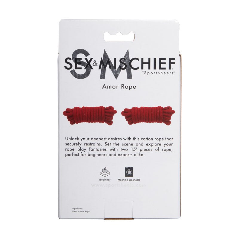 Sex & Mischief Amor Rope - 2 Red Bondage Ropes - 4.5 m Lengths - silkandsin