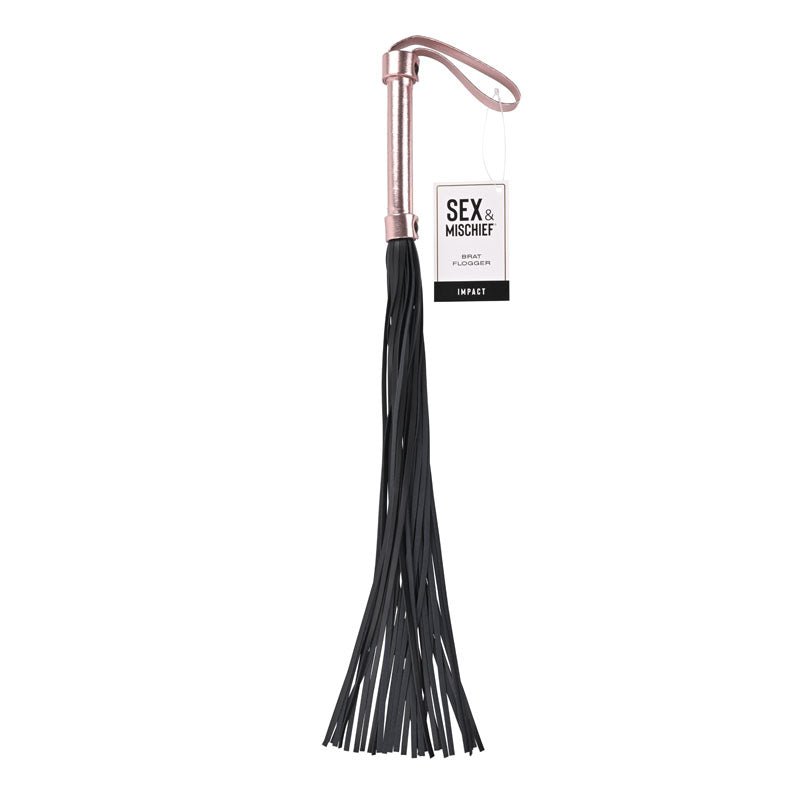 Sex & Mischief Brat Flogger - Rose Gold/Black Flogger - Silk and Sin