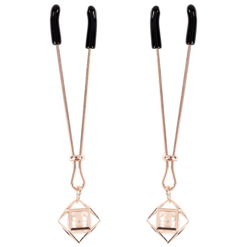 Sex & Mischief Brat Pearl Nipple Clips - Rose Gold - Set of 2 - silkandsin