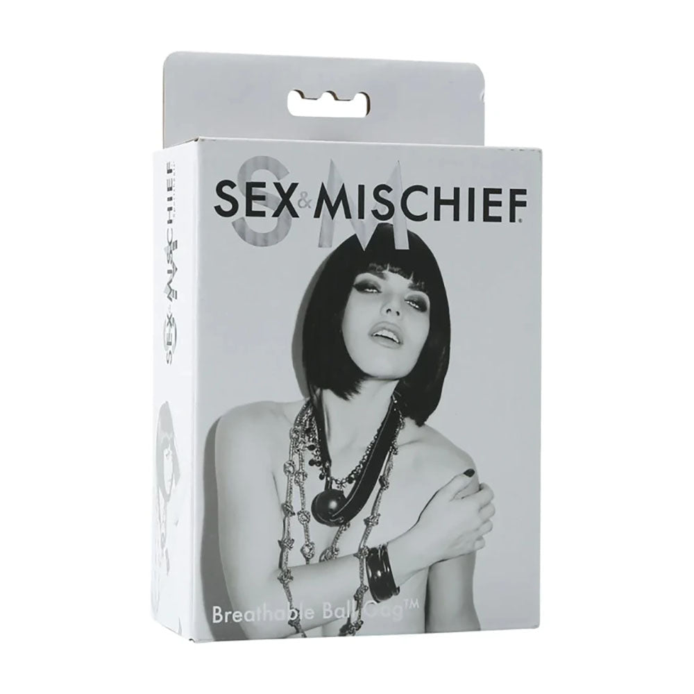 Sex & Mischief Breathable Ball Gag - Black Mouth Restraint - silkandsin