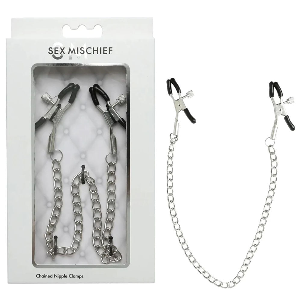 Sex & Mischief Chained Nipple Clamps - Nipple Clamps with 30 cm Chain - silkandsin