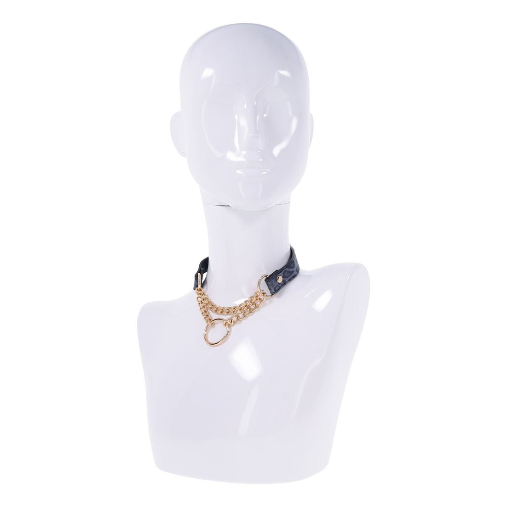 Sex & Mischief Cougar Day Collar - Navy Blue/Gold Collar - silkandsin