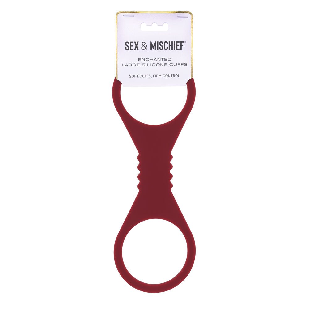 Sex & Mischief Enchanted Large Silicone Cuffs - Burgundy Large Restraints - silkandsin