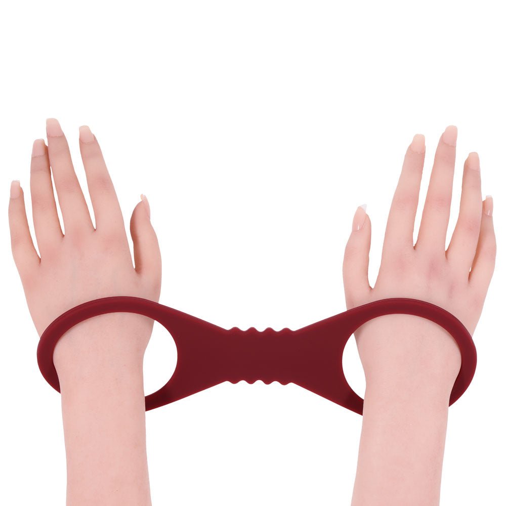 Sex & Mischief Enchanted Large Silicone Cuffs - Burgundy Large Restraints - silkandsin