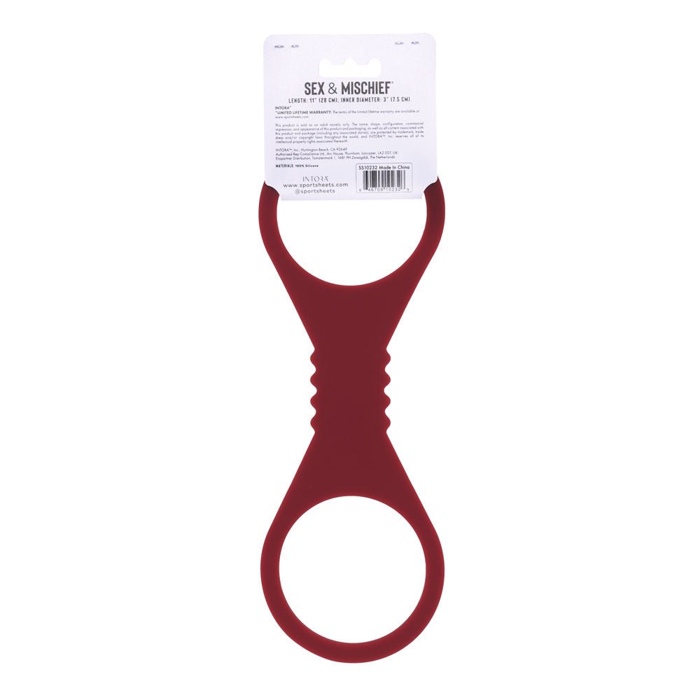 Sex & Mischief Enchanted Large Silicone Cuffs - Burgundy Large Restraints - silkandsin