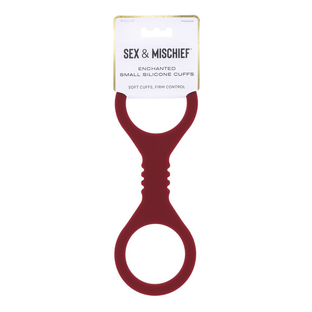 Sex & Mischief Enchanted Small Silicone Cuffs - Burgundy Small Restraints - silkandsin