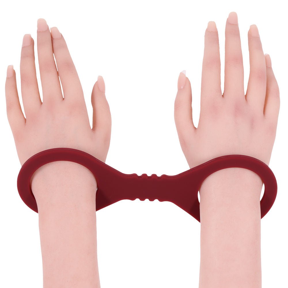 Sex & Mischief Enchanted Small Silicone Cuffs - Burgundy Small Restraints - silkandsin