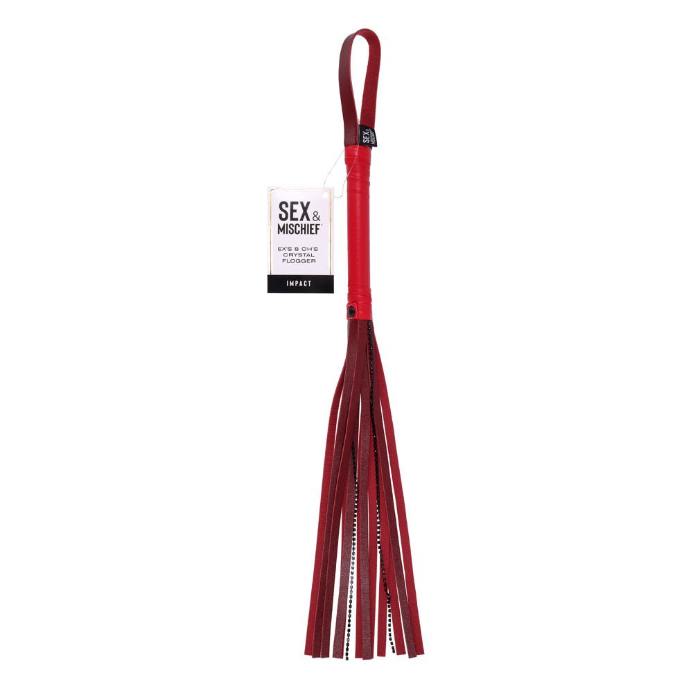 Sex & Mischief Exs & Ohs Crystal Flogger - Red Flogger Whip - Silk and Sin