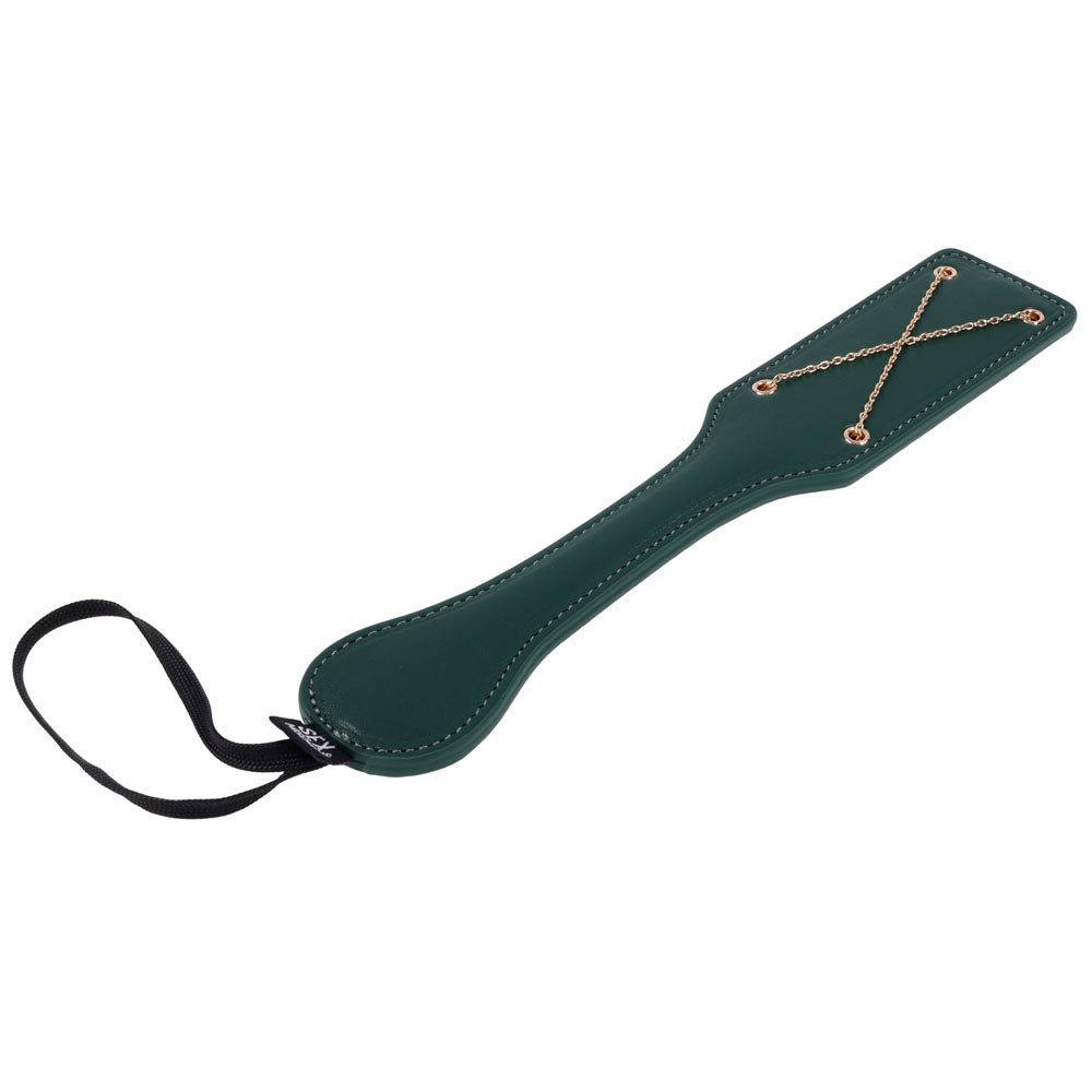 Sex & Mischief Indica Chain Impressions Paddle - Green/Gold Spanking Paddle - Silk and Sin
