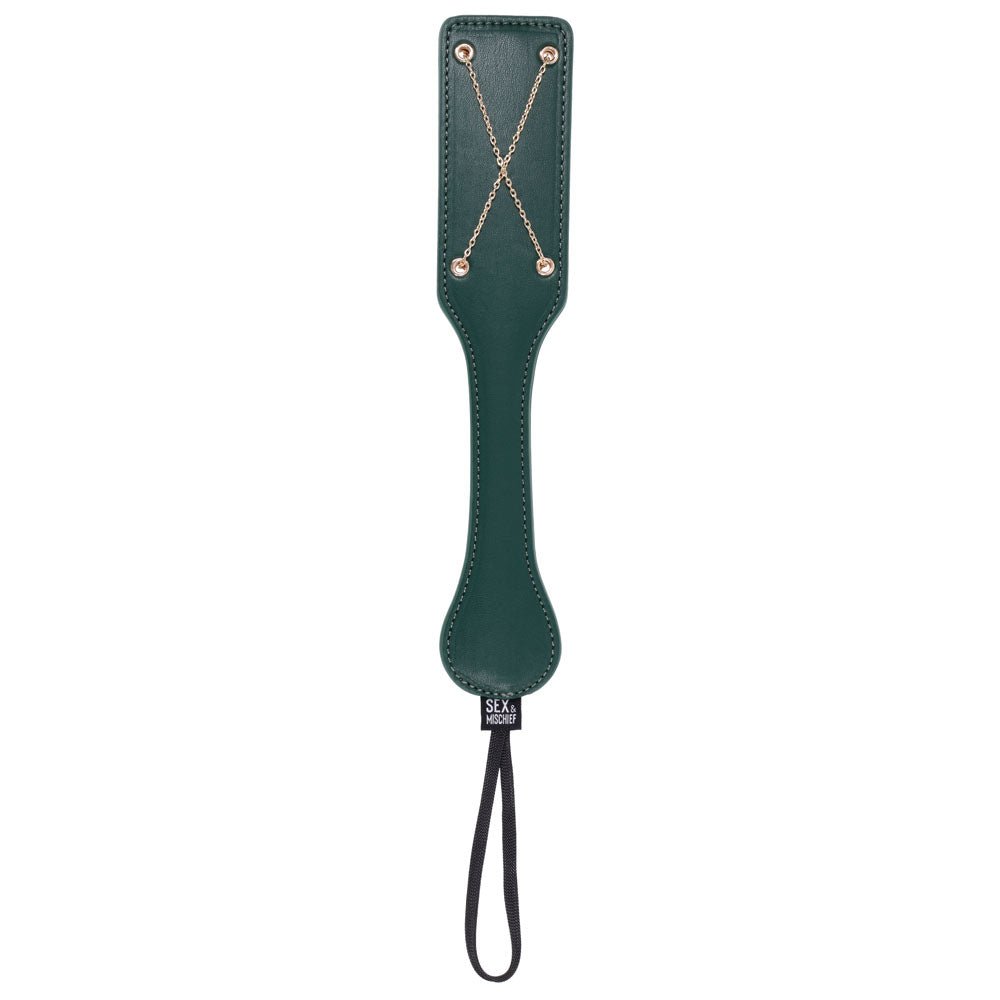 Sex & Mischief Indica Chain Impressions Paddle - Green/Gold Spanking Paddle - Silk and Sin