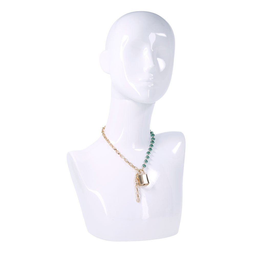Sex & Mischief Indica Crystal Day Collar - Gold/Emerald Lockable Collar - silkandsin