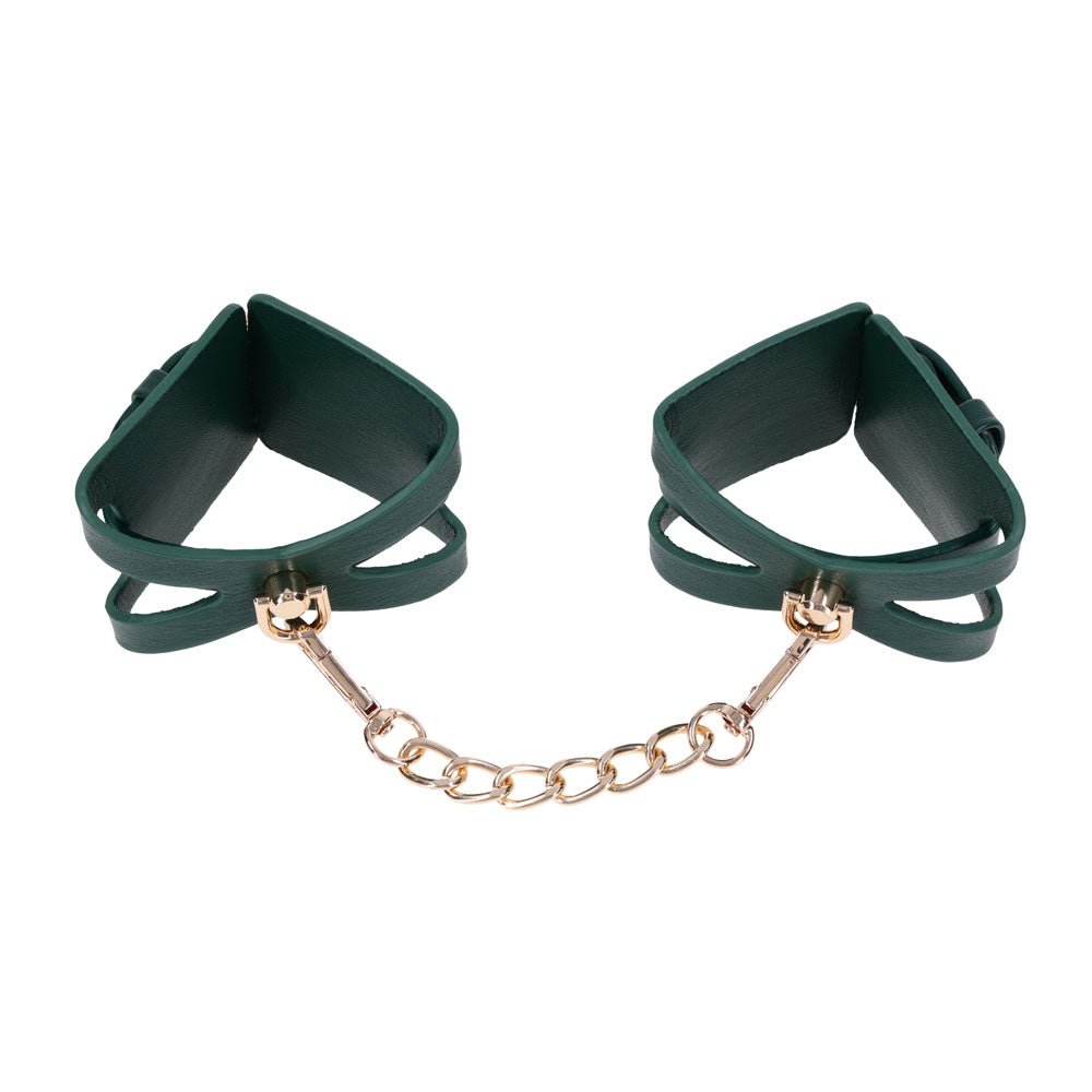 Sex & Mischief Indica Cutout Cuffs - Green/Gold Restraints - Silk and Sin