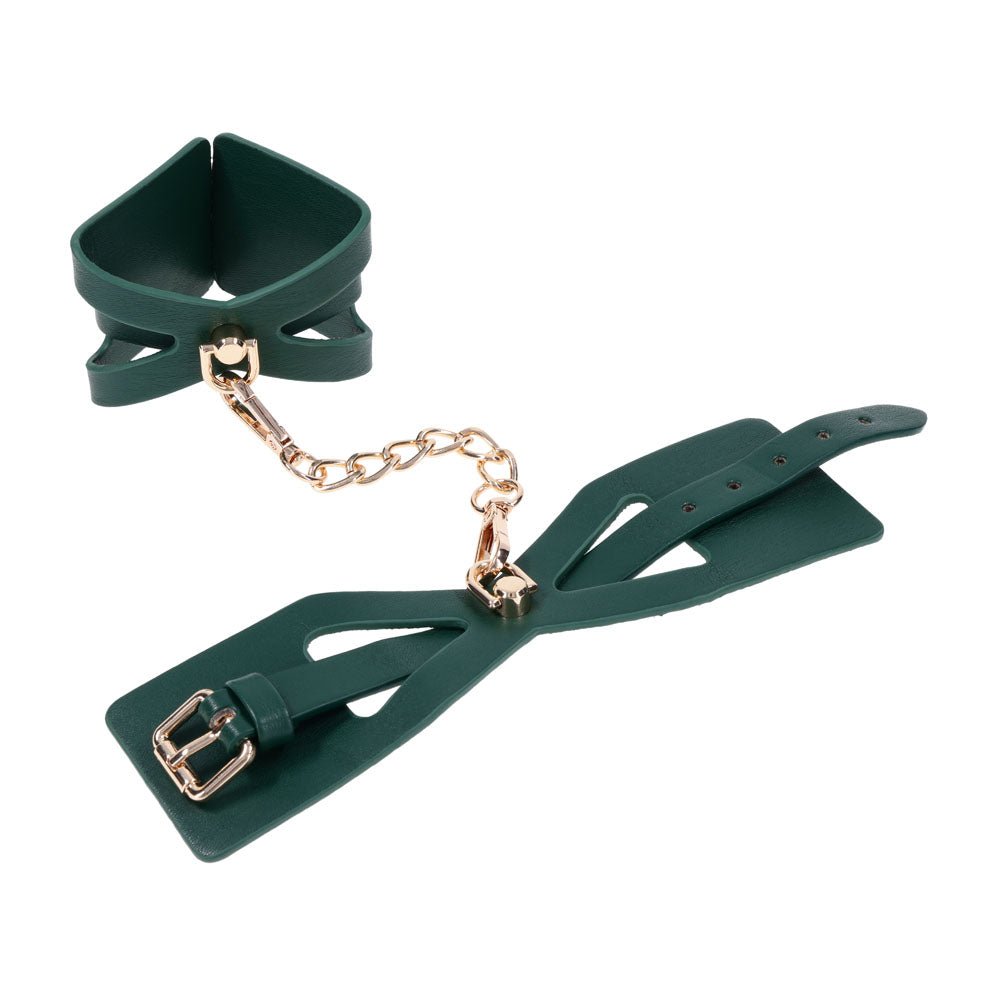Sex & Mischief Indica Cutout Cuffs - Green/Gold Restraints - Silk and Sin